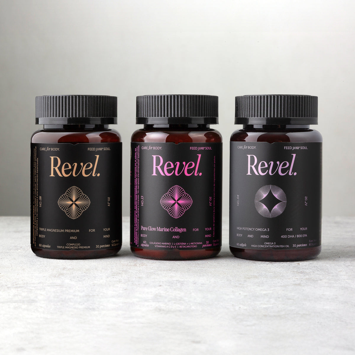 Glow Esencial Premium (PureGlow Marine Collagen +Triple Magnesio Premium + Omega 3 + Pastillero Revel)